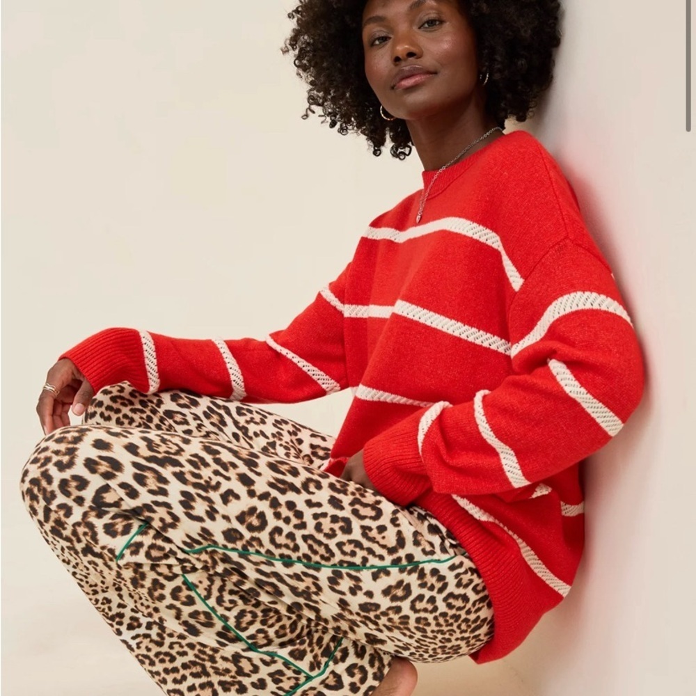 Aerie Bold Red and White Striped Sweater